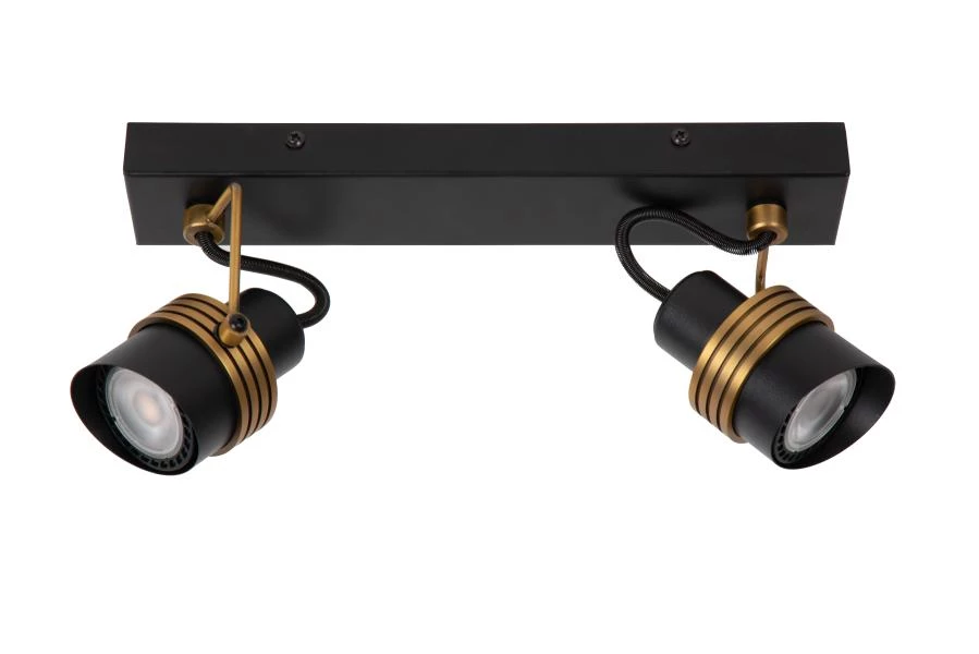 Lucide TUNDRAN - Ceiling spotlight - 2xGU10 - Black - turned off